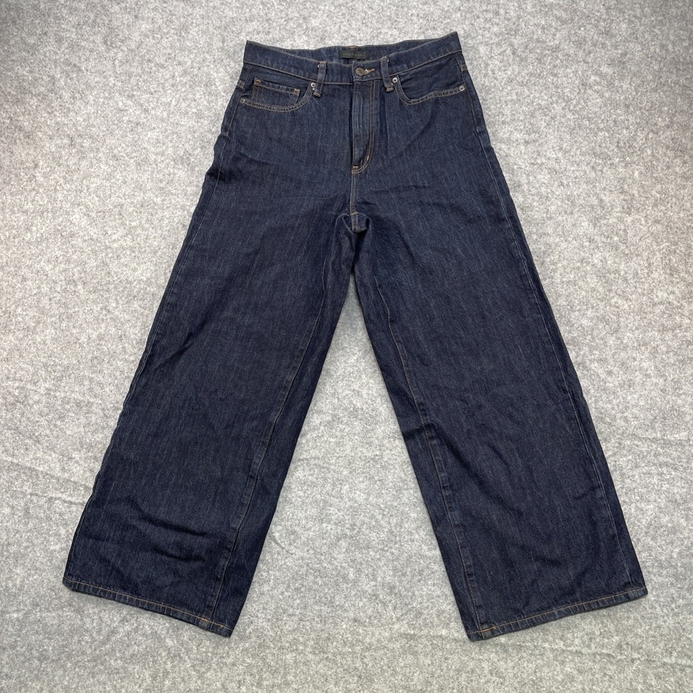 Women Uniqlo Wide Leg Jeans Sz 11 Dark Wash